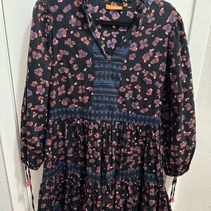 Oliphant Black Dress with Blue and Pink Accents